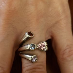 Sterling 925 silver ring w/ multi-colored gemstone